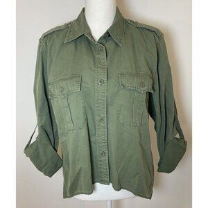 Ralph Lauren Denim & Supply Shirt High Low Utility Patch Pocket Olive Green L
